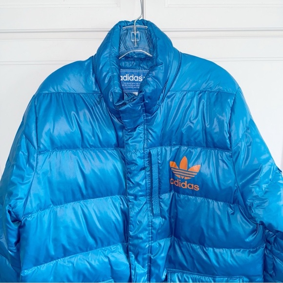 Adidas Adicolor Down Puffer Jacket Blue Sz Large - Picture 7 of 16
